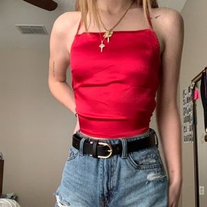 Criss Cross Backless Crop Tank Top